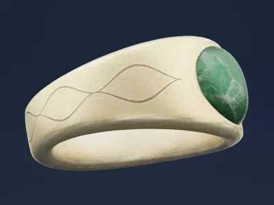 Green Diamond Ring Low-poly 3D model