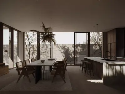 Wabi-sabi style living room 3D model