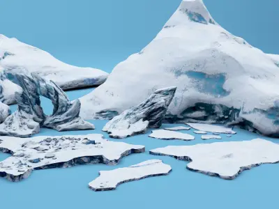 Ice mountain floe cartoon pack 3D model