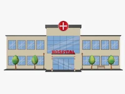Cartoon Hospital Low-poly 3D model purchase