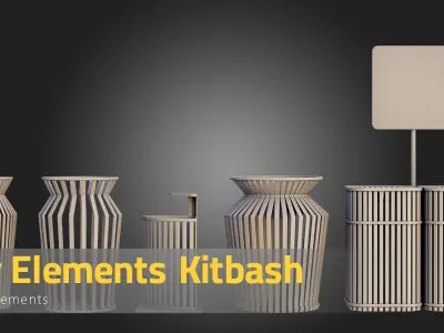 33 City Element Kitbash Low-poly 3D model