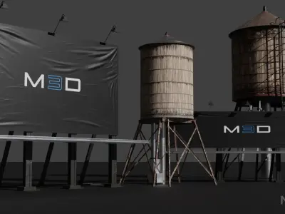 Rooftop Props Collection Low-poly 3D model