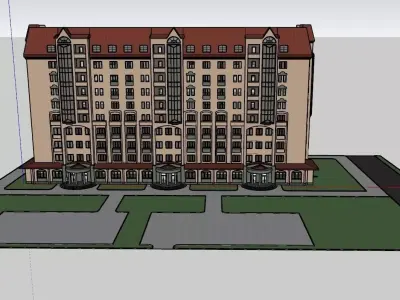 10-storey residential building Low-poly 3D model