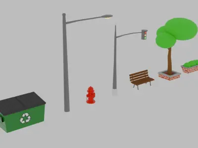 3D City Assets Low-poly 3D model