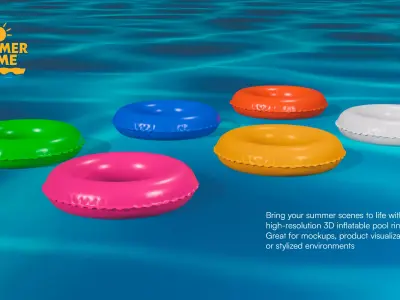 Realistic Inflatable Pool Rings Pack 3D model