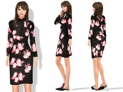 Lace Trim Dress Low-poly 3D model