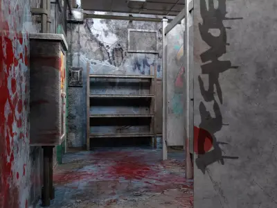 Old Hospital Toilet Room  Low-poly 3D model