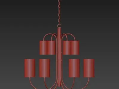 Wide Aged Brass Chandelier 3D model