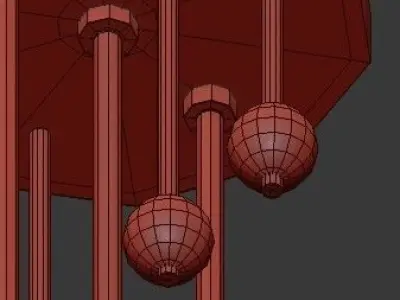 Untitled three light brass ceiling fixture with clear glass g... 3D model