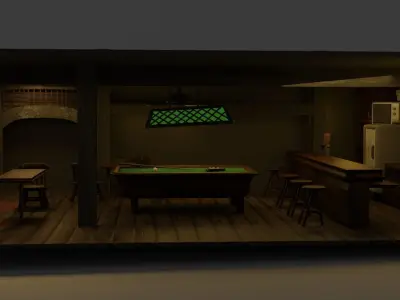 Bar with Pool Table Free 3D model