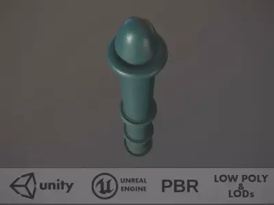 Barrier Bollard pack 5 Green v2 Low-poly 3D model
