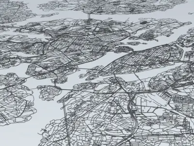 Stockholm Road Network and Streets 3D model