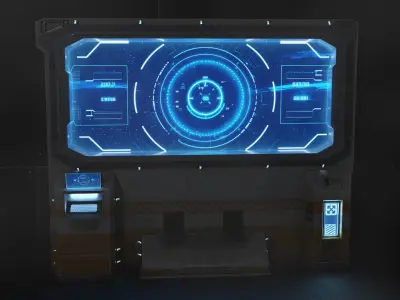 Sci Fi Big Control Monitor Low-poly 3D model