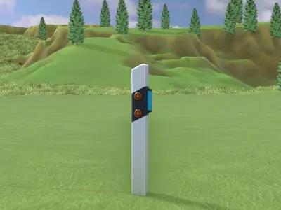 Delineator with wildlife warning reflector yellow R Low-poly 3D model