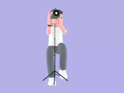 Stylized 3D Male Photographer Character - Adjusting Studio Light 3D model