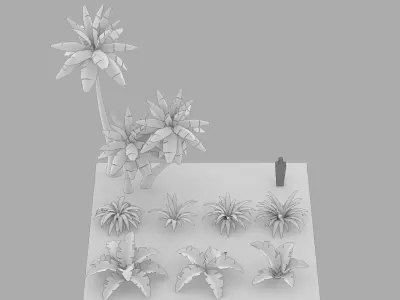 Cartoon Oasis Plants Low-poly 3D model