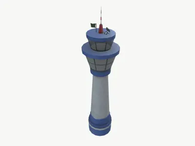 Airport Tower Low-poly 3D model