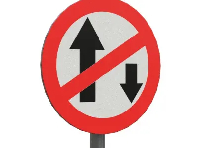 One way signBoard Low-poly 3D model