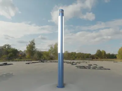 Low-Poly Blue Light Column 23 - Street Light Set-9 Low-poly 3D model