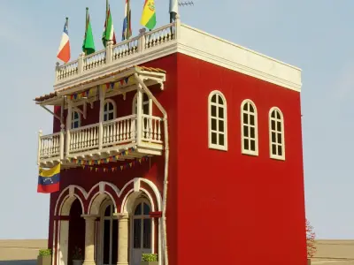 SOUTH AMERICAN BUILDING 003 Low-poly 3D model