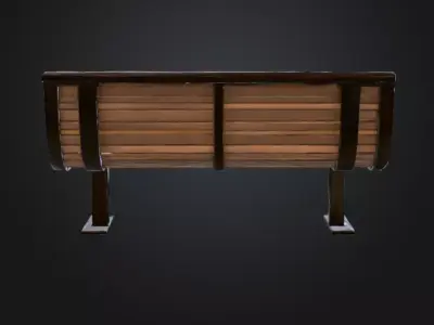 Modern Curved Slat Outdoor Bench Low-poly 3D model
