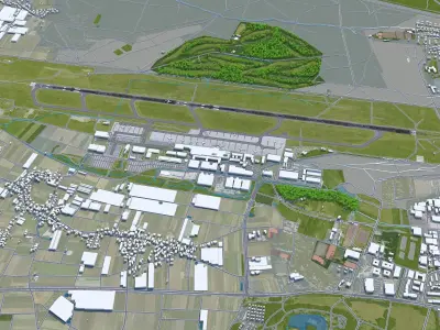 Nuremberg Airport 10km Low-poly 3D model