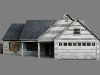 Abandoned Residential House v2 Low-poly 3D model