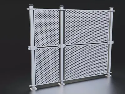 Perforated Metal Fence Panel Low-poly 3D model