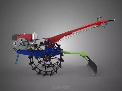 MOUNT RAKER HARROWING RAKE CAGE WHEEL WALK BEHIND TRACTOR TILLER 3D model