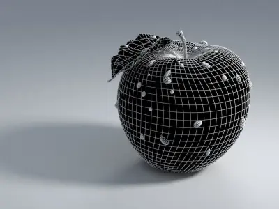 Green Apple Granny Smith Apple with dew 3D model