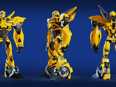 Bumblebee Transformers Prime Rig Low-poly 3D model