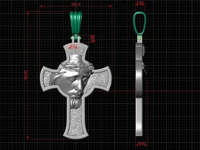 Cross with the image of Jesus cnc model or  3D print model