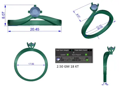 Women Ring  Render 3dm STL OBJ FBX Details 3D print model 121