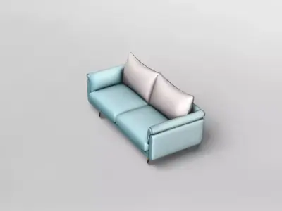 Modern Elegant Two-Seater Sofa with Cushioned Backrest 3D model