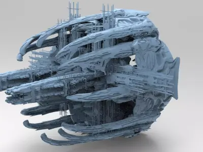 Sci Fi Starfish Pincer Claw Architecture 5 3D model