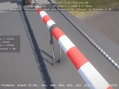 Low-Poly Railroad Barrier 9m Low-poly 3D model