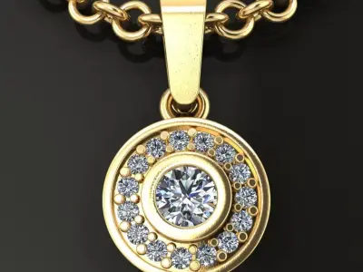 Halo Bezel Diamond V Gallery Pendant 3D print model