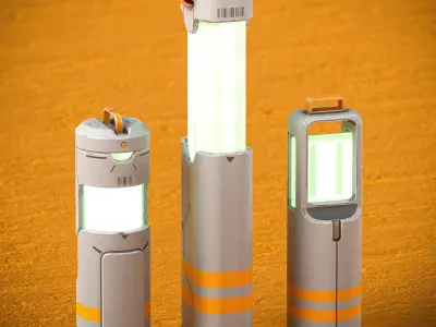 Sci-fi Lanterns PBR Low-poly 3D model