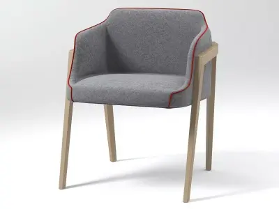 Chevalet chair with wooden frame and fabric 3D model