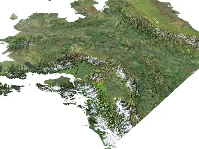 High detailed relief map of Alaska 3D model