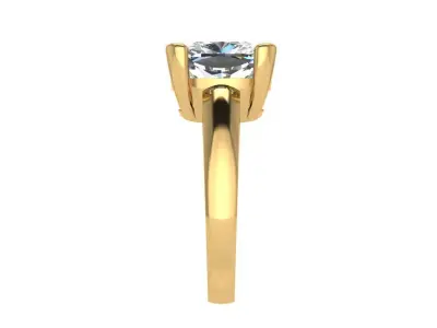Ring352 gold engagement ring with cushion cut diamond 3D print model