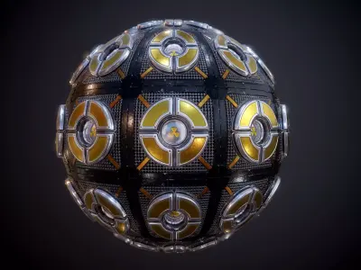 Metal Sci-Fi Wall Pannel Seamless PBR Texture Texture