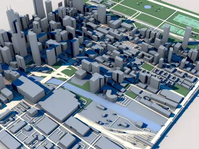 Part of Chicago 3D Model Downtown Chicago Skyline 02 3D model