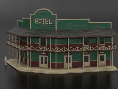 West Wild Hotel Low-poly 3D model