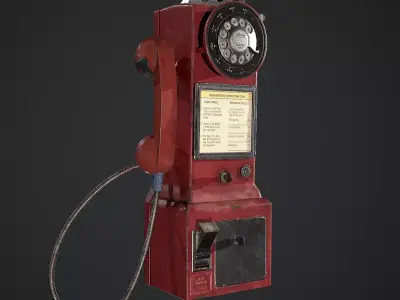Vintage Dial Pay Phone Low-poly 3D model
