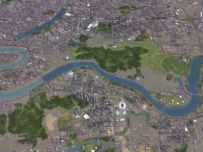 Nanning - 3D City Model Low-poly 3D model