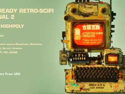 Cyberpunk Retro Scifi Terminal Game ready 3D model