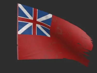 British Red Naval Ensign 1707-1801 Low-poly 3D model