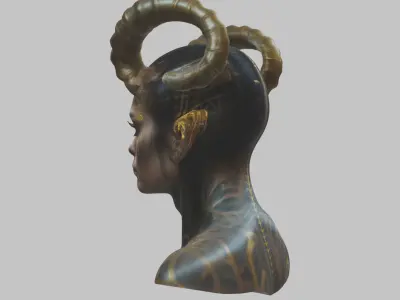 Alien Demon HR Giger Woman Scifi Head Bust  Low-poly 3D model