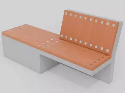 Outdoor Wooden Bench 15 Low-poly 3D model
